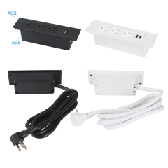 US Desktop Embedded Power Strip 2 USB Outlets Furniture Flush Mount Recessed Power Strip Outlet With 2 Outlets & 2 USB Ports For Desk