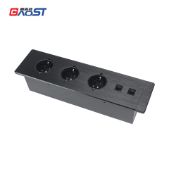 Recessed 16a Flat Plug Surge Protector Power Strip Aluminum Power Socket Strip Extension German Power Strip
