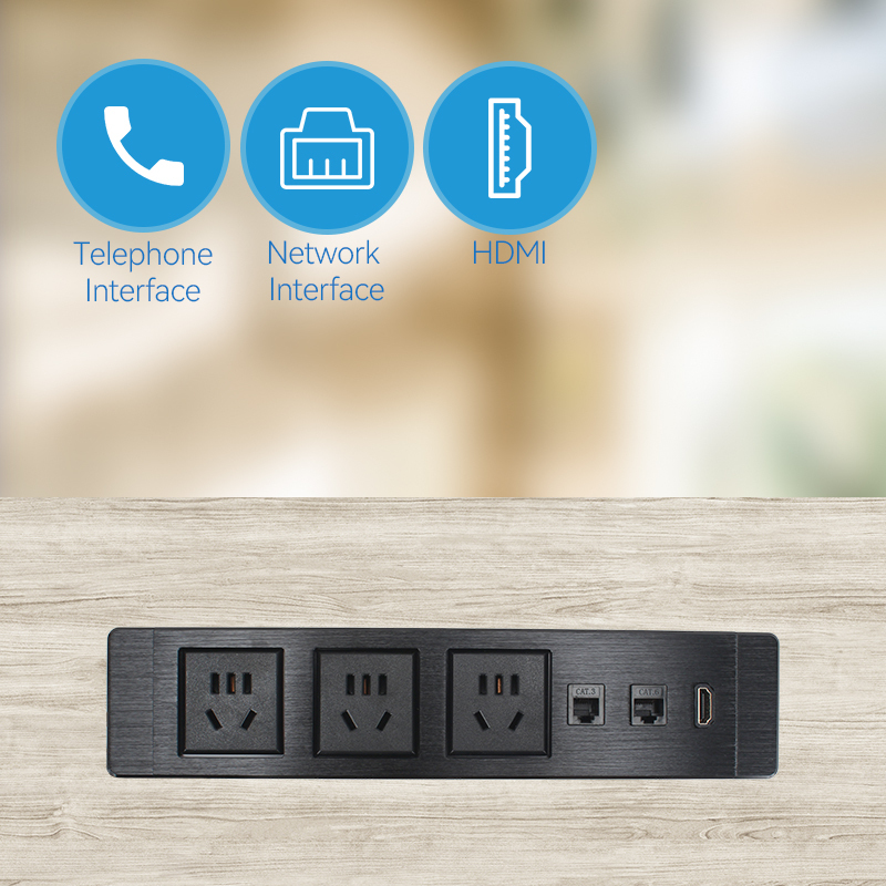 Recessed Retractable Power Strip Aluminum Power Socket Strip Power Strip With USB C