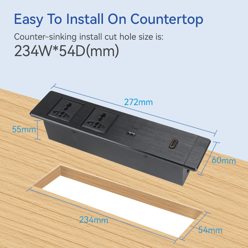 New Design Multimedia Retractable Multi Plug HDMI Power Strips 3-Pin Mental Surge Power Strip