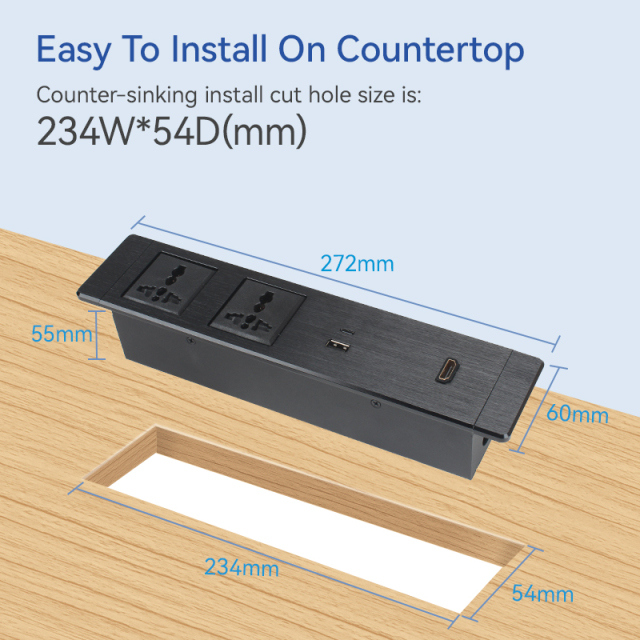 New Design Multimedia Retractable Multi Plug HDMI Power Strips 3-Pin Mental Surge Power Strip