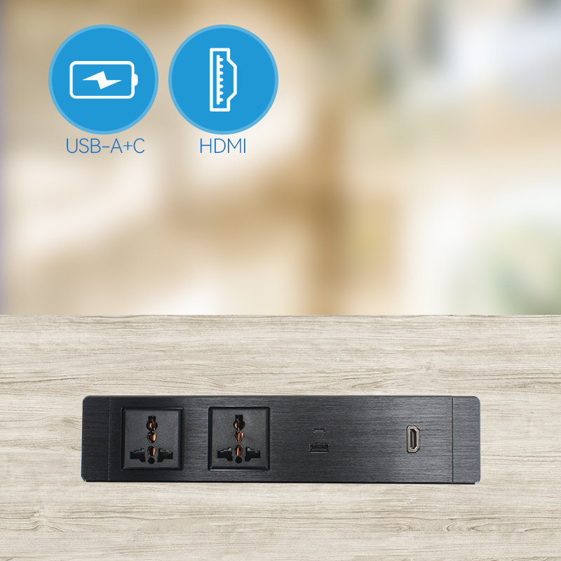 New Design Multimedia Retractable Multi Plug HDMI Power Strips 3-Pin Mental Surge Power Strip