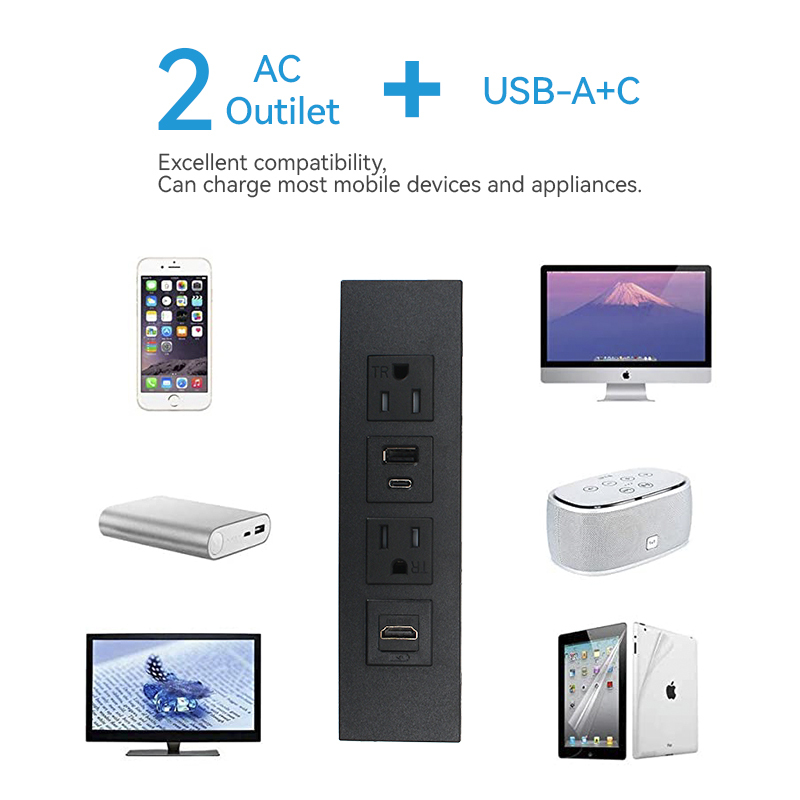 Hot Sale Fast Charging PD65w Power Strip With Type C Surge Protector Desk In Power Strip US Socket