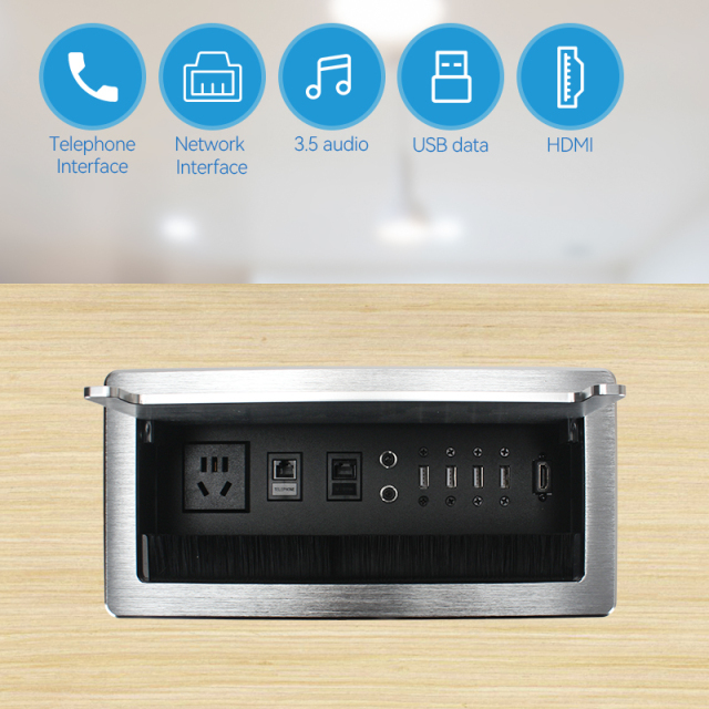 Furniture Accessory Mental Usb Data Flip Up Socket Power Strip With Table Cat6 Flip Up Power Socket