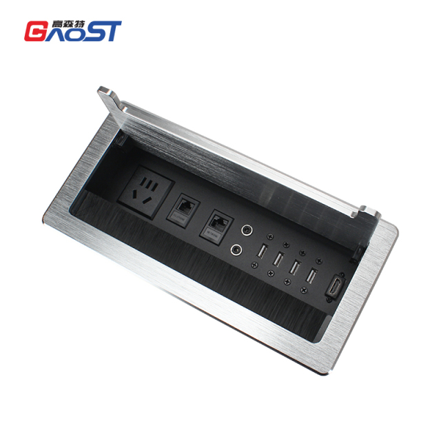 Furniture Accessory Mental Usb Data Flip Up Socket Power Strip With Table Cat6 Flip Up Power Socket
