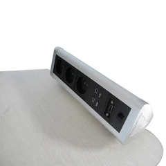 Conference Sliver Desk Clamp Rj45 Aluminum Alloy Socket Tabletop Mount Cat6 Socket For Furniture