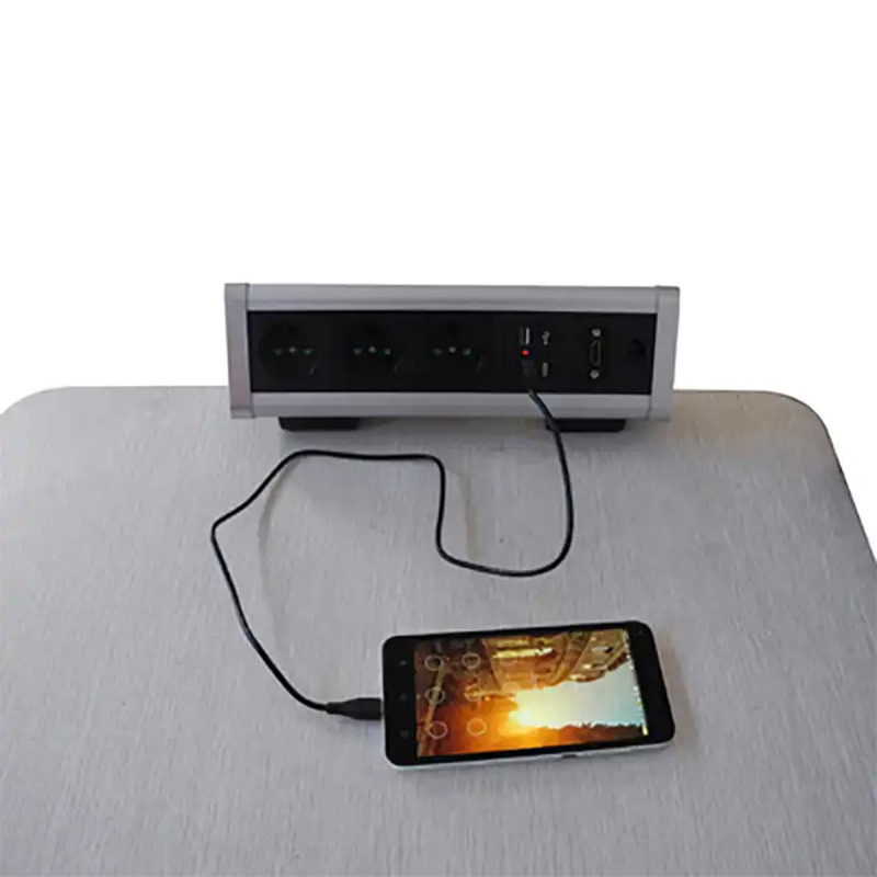 Conference Sliver Desk Clamp Rj45 Aluminum Alloy Socket Tabletop Mount Cat6 Socket For Furniture