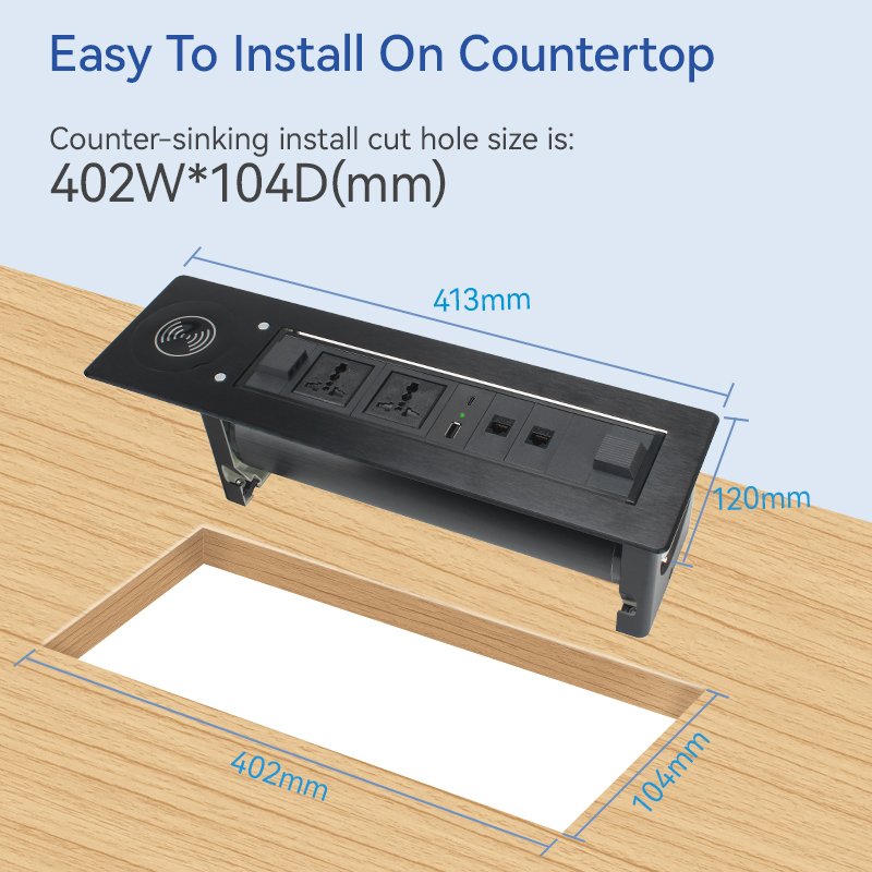 Smart Desktop Table 15w Wireless Outlet Universal Socket Cat6 RJ45 Charging