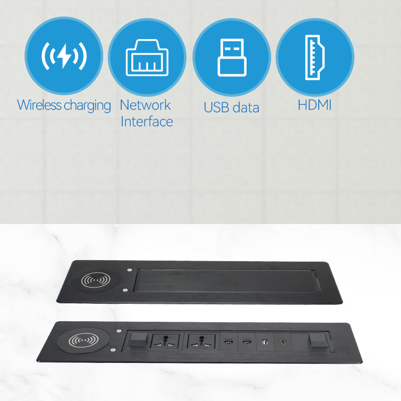 Universal Rotary Socket HDMI 15w Wireless Charging Socket With USB Data Port For Furniture