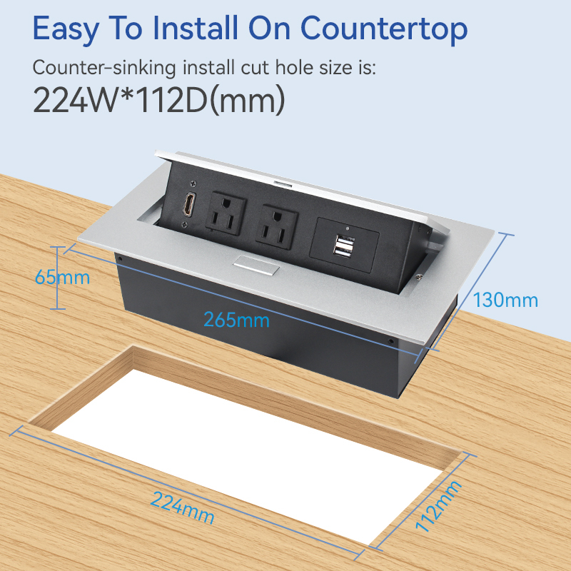 US Pop Up Socket With CAT6 Pop Up Aluminum Socket