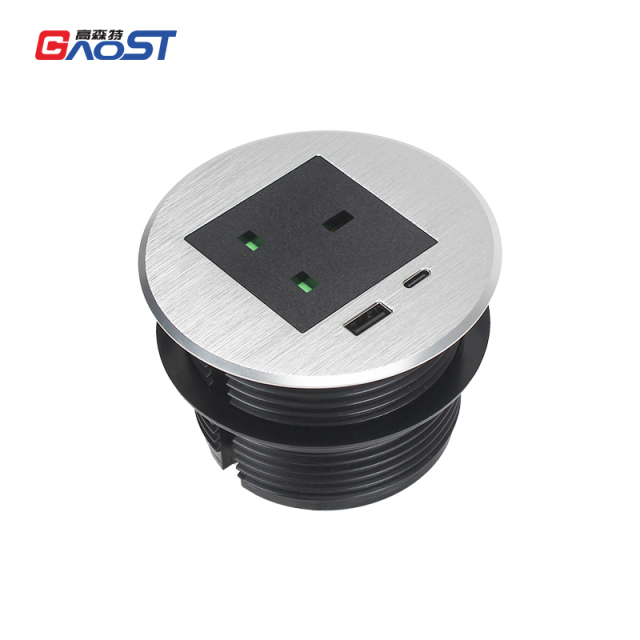 Furniture Office UK Phone PD20w USB-C Charger Black Power Grommet Socket For Office/Home