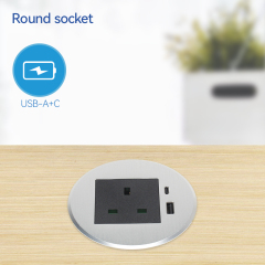 Furniture Office UK Phone PD20w USB-C Charger Black Power Grommet Socket For Office/Home