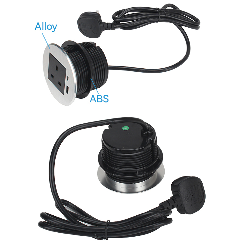 Furniture Office UK Phone PD20w USB-C Charger Black Power Grommet Socket For Office/Home