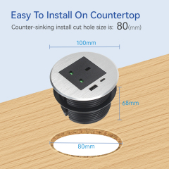 Furniture Office UK Phone PD20w USB-C Charger Black Power Grommet Socket For Office/Home