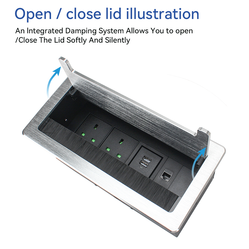 Multi-Function Hidden Desktop Socket Flip Up Power Socket UK Flip Up Socket