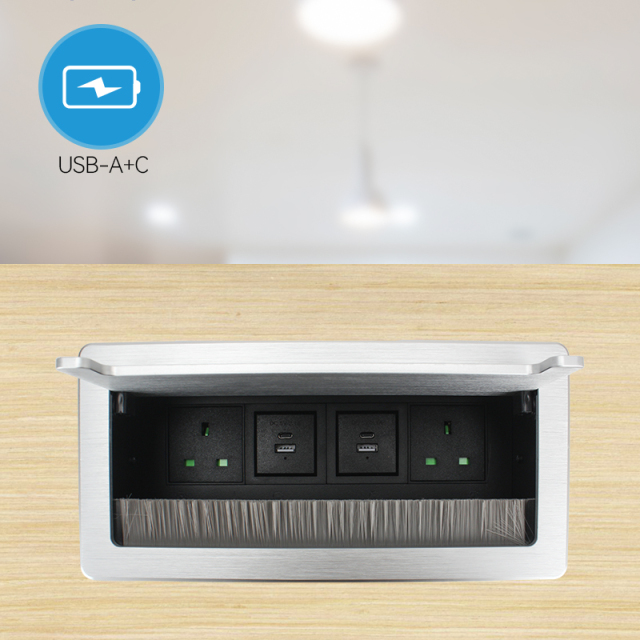 UK Table Flip Up Socket PD20W USB A+C Charging Socket