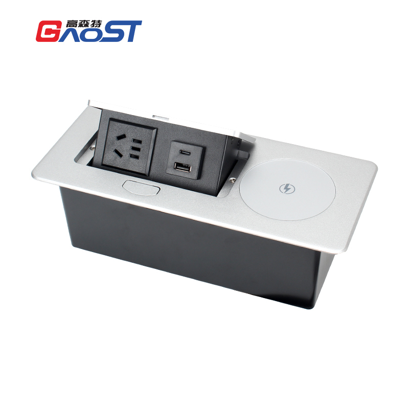 Table USB Fast Charging Pop Up Socket With 15w Wireless Charger For Conference Table