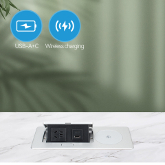 Table USB Fast Charging Pop Up Socket With 15w Wireless Charger For Conference Table