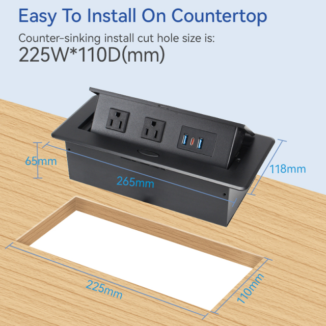 US 45W USB A+C Pop Up Socket Extension Socket For Countertop