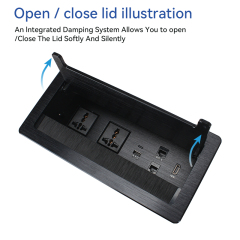 Desk Universal Flip Up Socket Power Strips Extension Cord 6 Outlets With USB