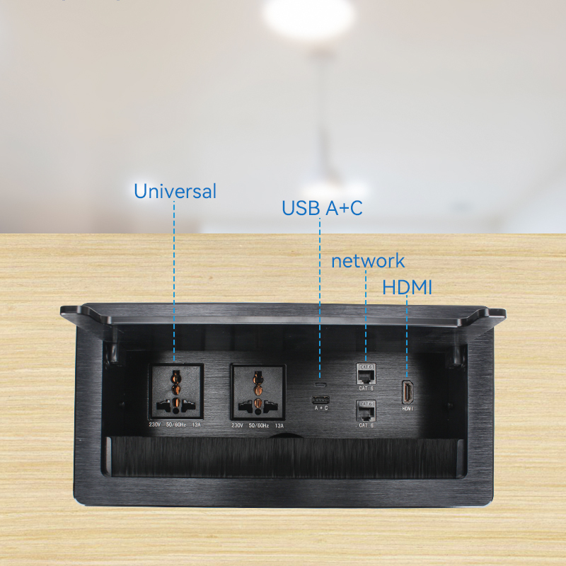 Desk Universal Flip Up Socket Power Strips Extension Cord 6 Outlets With USB