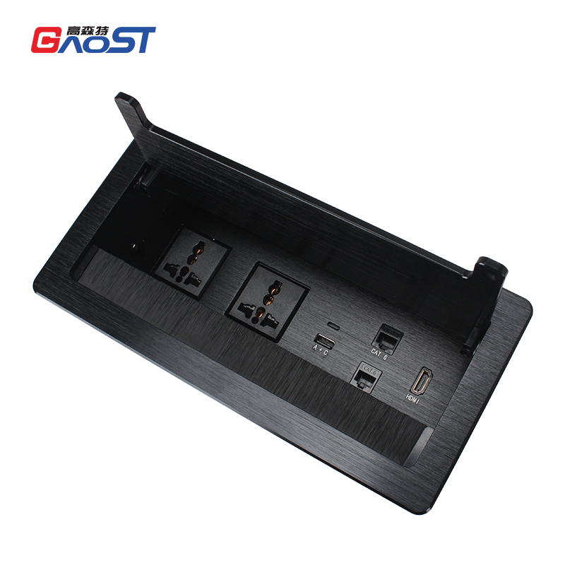 Desk Universal Flip Up Socket Power Strips Extension Cord 6 Outlets With USB