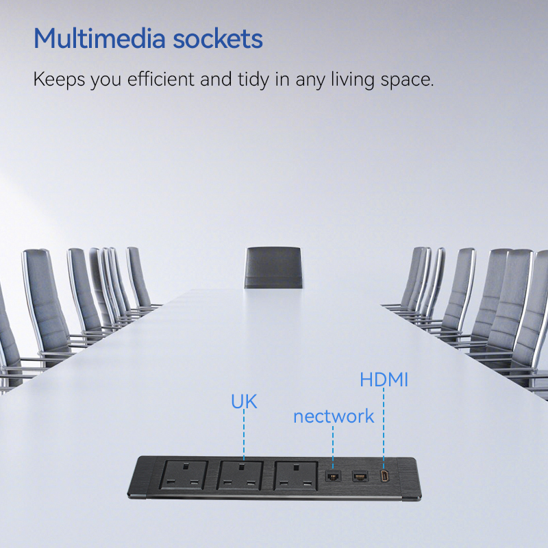 Desktop Built In Recessed Power Socket With UK Outlets