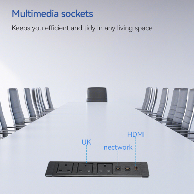 Desktop Built In Recessed Power Socket With UK Outlets