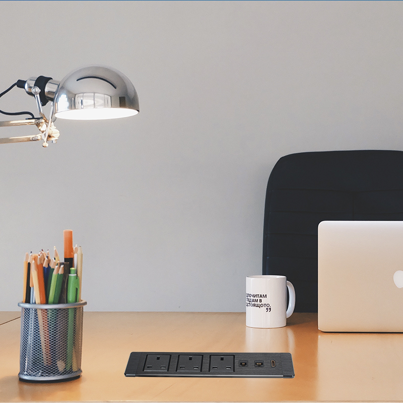 Desktop Built In Recessed Power Socket With UK Outlets