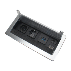 Recessed Office Meeting Table Pop up Desk Power Socket Outlet Aluminum Alloy Tabletop Socket with German Schuko Socket
