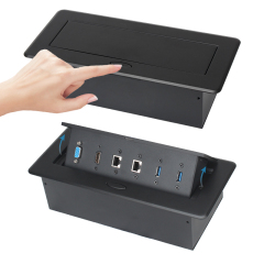 2 CAT6+2USB+VGA+HDMI Hidden Connection Box Desk Power Socket for Office Table/desktop pop up power socket