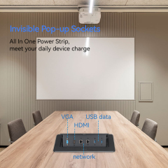 2 CAT6+2USB+VGA+HDMI Hidden Connection Box Desk Power Socket for Office Table/desktop pop up power socket