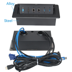 2 CAT6+2USB+VGA+HDMI Hidden Connection Box Desk Power Socket for Office Table/desktop pop up power socket