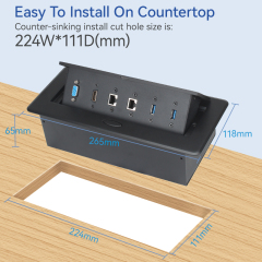 2 CAT6+2USB+VGA+HDMI Hidden Connection Box Desk Power Socket for Office Table/desktop pop up power socket