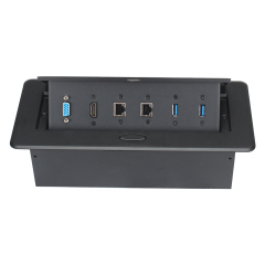 2 CAT6+2USB+VGA+HDMI Hidden Connection Box Desk Power Socket for Office Table/desktop pop up power socket