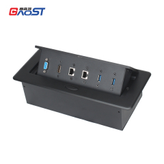 2 CAT6+2USB+VGA+HDMI Hidden Connection Box Desk Power Socket for Office Table/desktop pop up power socket