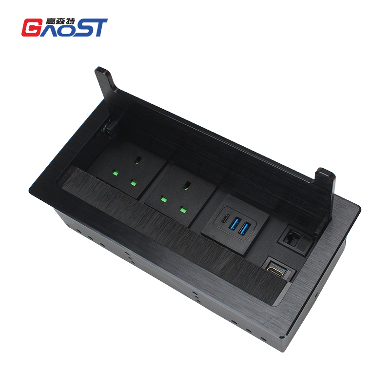 Flushed Mounted Recessed Flip Up Cover Multimedia Power Table Socket Outlet Hidden Electrical Desktop Power Socket