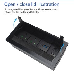 Flushed Mounted Recessed Flip Up Cover Multimedia Power Table Socket Outlet Hidden Electrical Desktop Power Socket