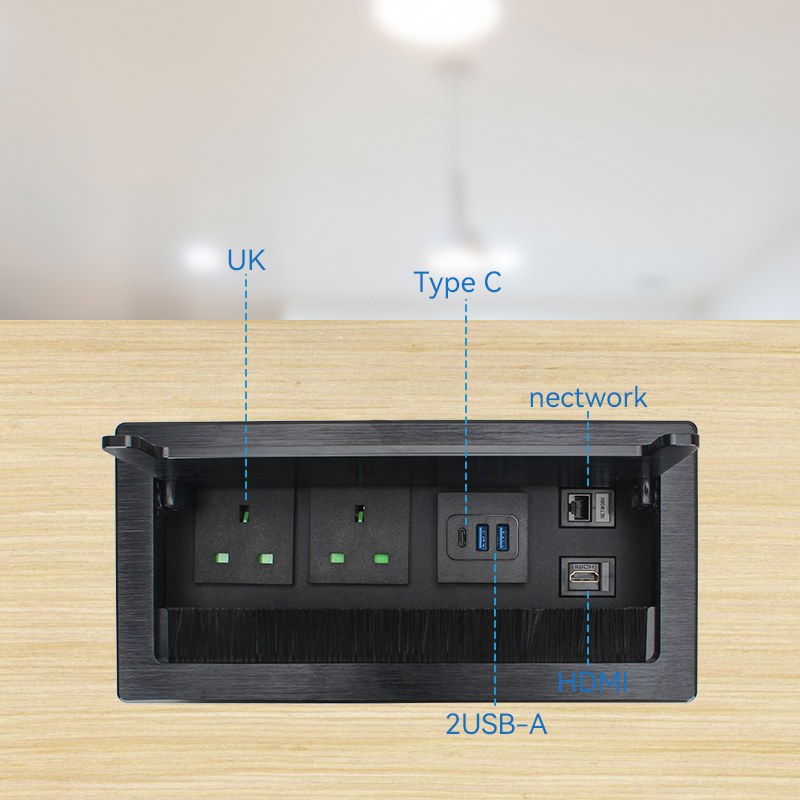 Flushed Mounted Recessed Flip Up Cover Multimedia Power Table Socket Outlet Hidden Electrical Desktop Power Socket