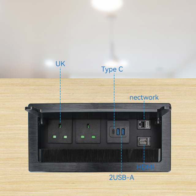 Flushed Mounted Recessed Flip Up Cover Multimedia Power Table Socket Outlet Hidden Electrical Desktop Power Socket