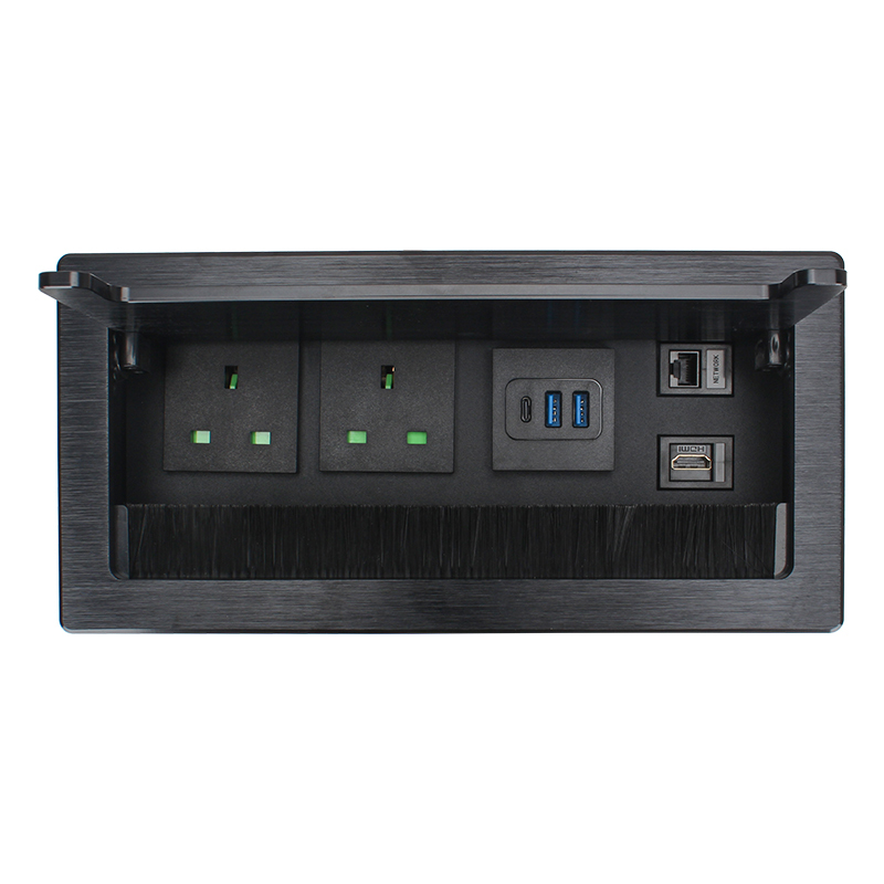 Flushed Mounted Recessed Flip Up Cover Multimedia Power Table Socket Outlet Hidden Electrical Desktop Power Socket