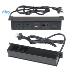 Power Outlet Hanging On table Under Desk USB Strip Socket /Aluminium Alloy Desktop Electrical Under Desk Power USB Socket