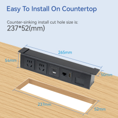 Power Outlet Hanging On table Under Desk USB Strip Socket /Aluminium Alloy Desktop Electrical Under Desk Power USB Socket