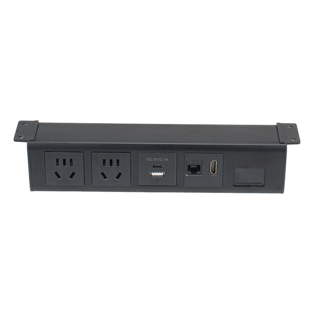 Power Outlet Hanging On table Under Desk USB Strip Socket /Aluminium Alloy Desktop Electrical Under Desk Power USB Socket