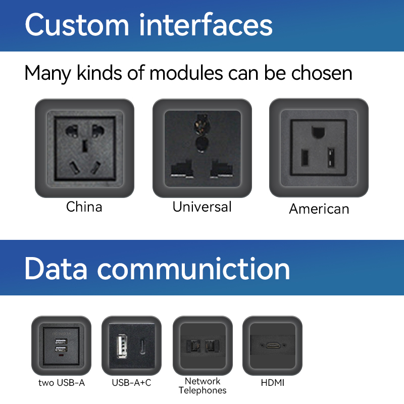 Power Outlet Hanging On table Under Desk USB Strip Socket /Aluminium Alloy Desktop Electrical Under Desk Power USB Socket