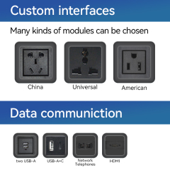 Power Outlet Hanging On table Under Desk USB Strip Socket /Aluminium Alloy Desktop Electrical Under Desk Power USB Socket