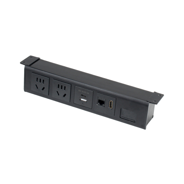 Power Outlet Hanging On table Under Desk USB Strip Socket /Aluminium Alloy Desktop Electrical Under Desk Power USB Socket