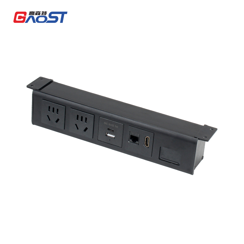 Power Outlet Hanging On table Under Desk USB Strip Socket /Aluminium Alloy Desktop Electrical Under Desk Power USB Socket