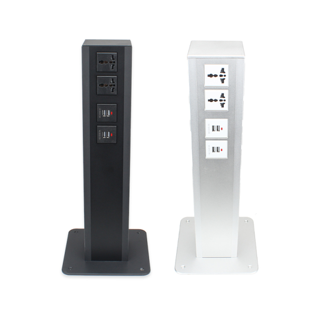 Universal Outlets Floor Tower Socket With USB Charging For Conference