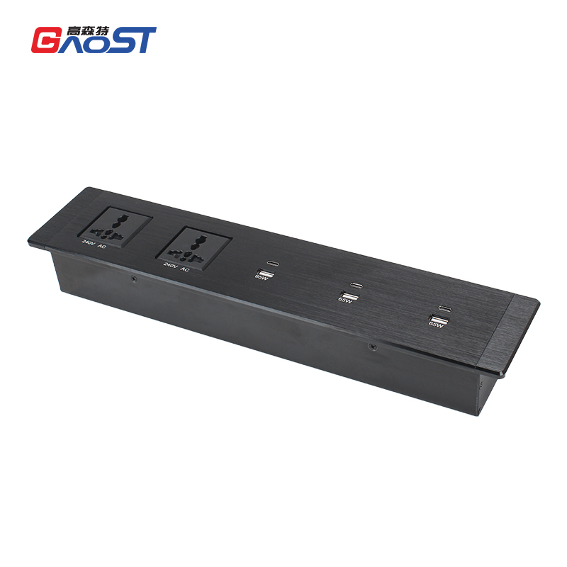 Desktop Recessed Power Socket With 2 240v Universal Outlets And 3 65w USB-A\C Charging For Family Furniture